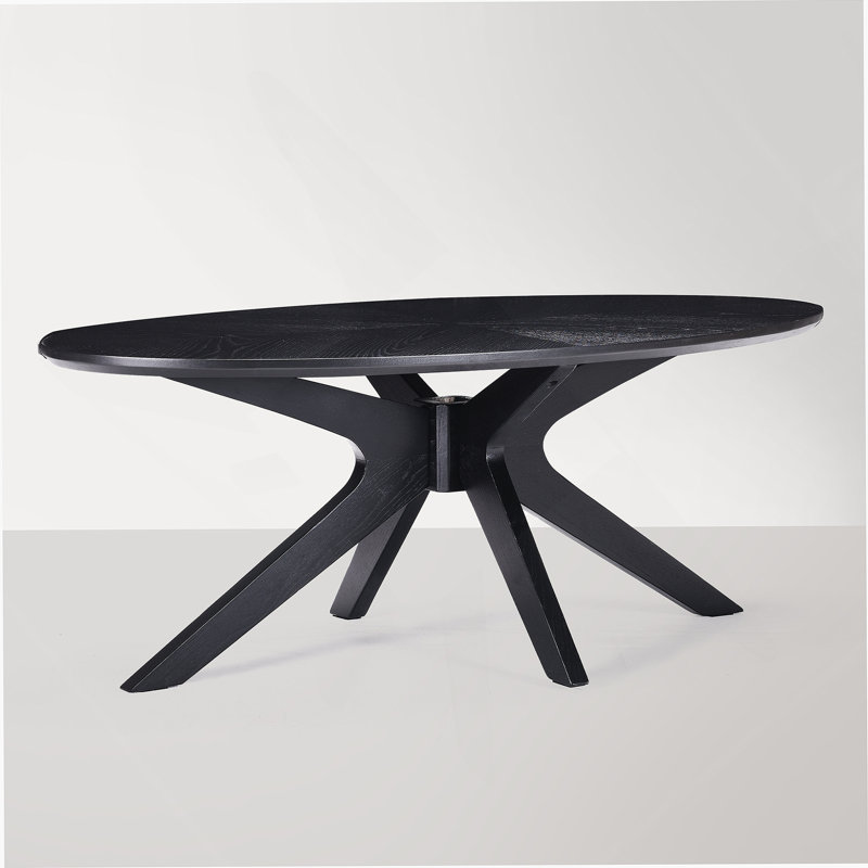 Table basse de bureau, table basse en bois de 47 po avec cadre en bois, table basse ovale pour le salon, la chambre à coucher, plateau de table et cadre noir de 47 po