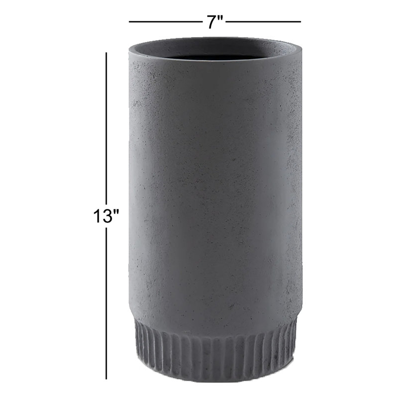 Harvest Medium Resin Pot Planter, Dark Gray, 13" H x 7" W x 7" D