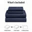 Ensemble de draps en coton 4 pièces pour lit Queen Size, draps respirants et rafraîchissants, literie douce inspirée des hôtels, draps bleu marine de luxe avec poches profondes de 40 cm, infroissables et faciles d'entretien-135803609-135803612