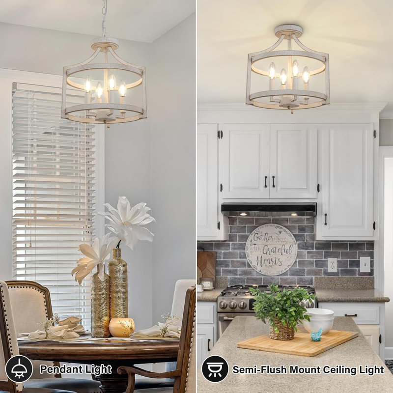 Aonesty 4-Light Lantern Chandelier, White