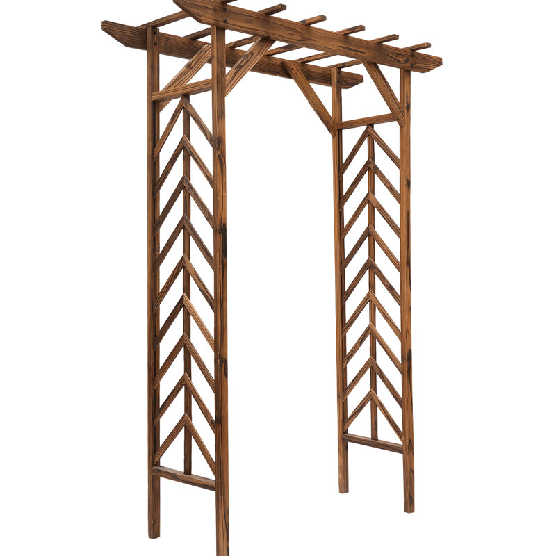 Treillis arqué en bois 79 po - Style campagne élégant pour dessus de pergola de style jardin, construction en bois classique. Le bois, le toit, rehausse le décor. Étapes d'assemblage faciles