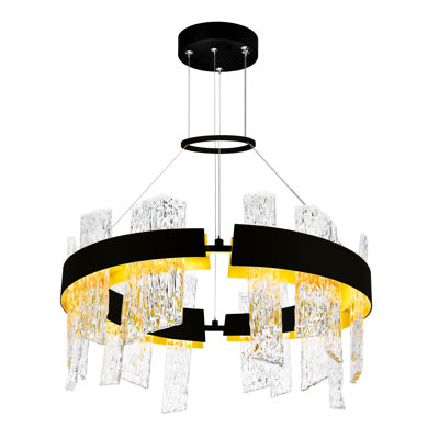 Lustre noir 24 po à DEL
