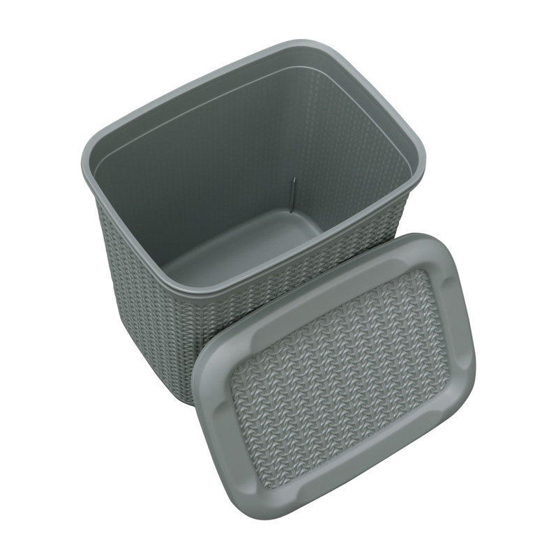 JVL Plastic Decorative Bin, Grey