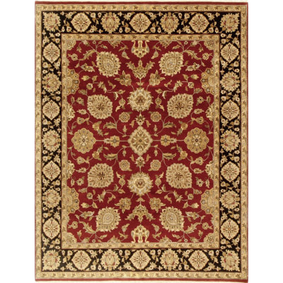 Tapis rouge et bleu marine noué à la main de haute qualité