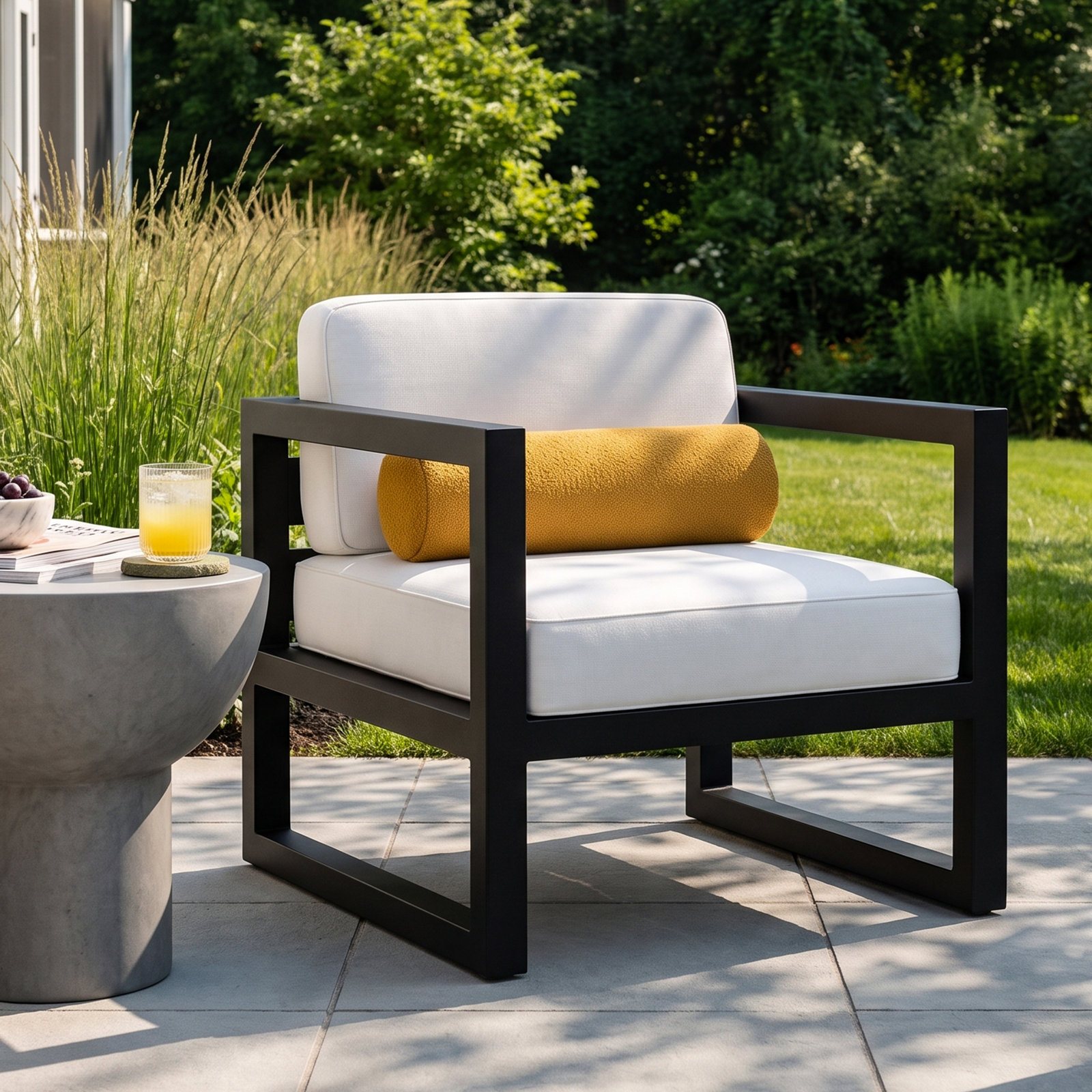 Smith Sunbrella® Patio Lounge Chair, Canvas Natural, Black