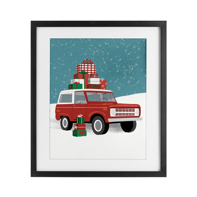 «Red VUS Christmas Time», reproduction encadrée sous verre, conception de Jilly Jack Designs, Cadre noir minuit