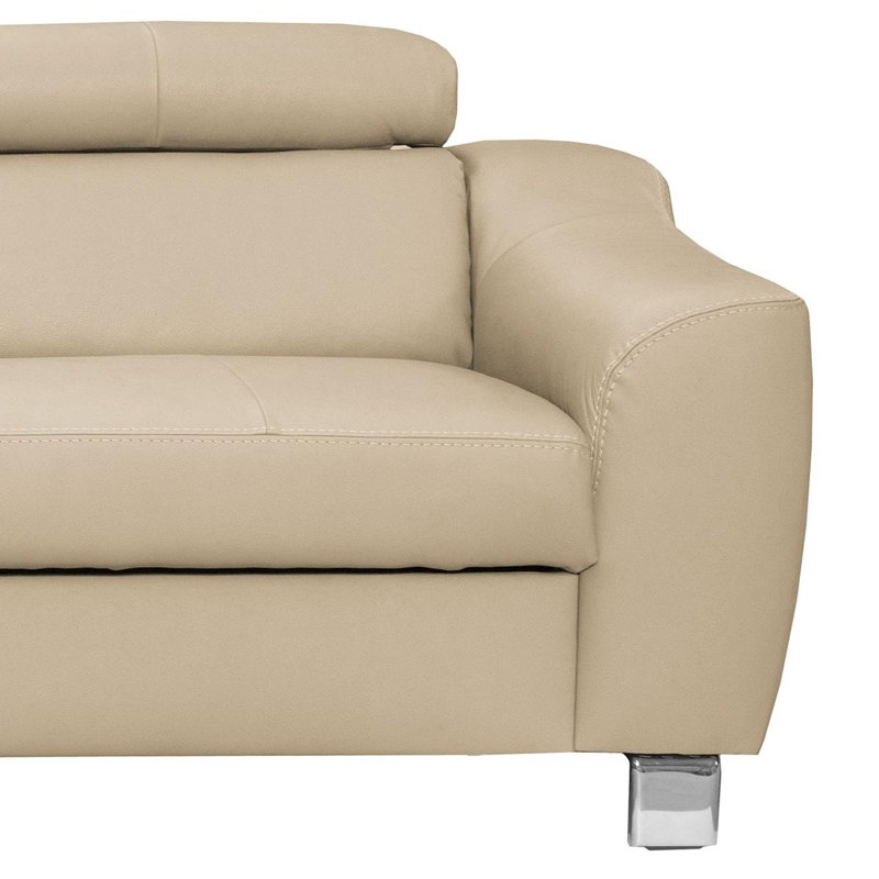 Avaiya Leather Corner Sofa with Sleeping Function and Storage, Beige, No, Left Hand Facing