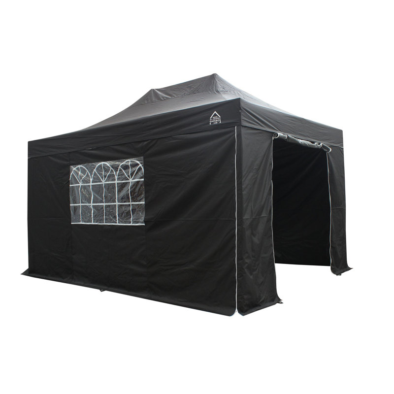 All Seasons Gazebos 3x4.5 Pop Up Gazebo with 4x Lightweight Sides, Black