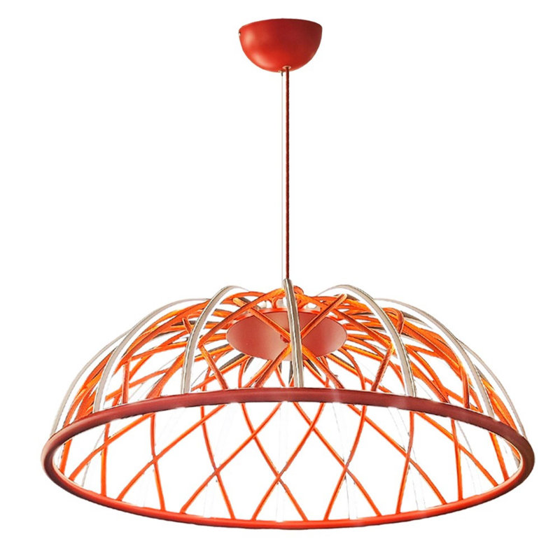 Stunning Red Chandelier, 30.0 in Diameter, 47.2 in Height | Durable Metal Body & Acrylic Cap | 1 x 70W LED Socket, 3000K Warm White Light, 7000 Lm | Perfect for Dining Rooms & Modern Interiors, Elegant Design
