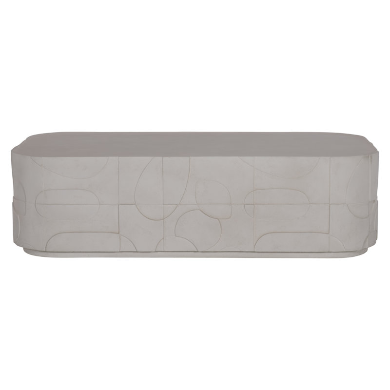 Zina Modern Beige Stonecast Rectangular Coffee Table