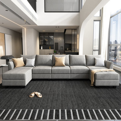 U shaped Corner Modular Sectional Reversible Sofa Couch with Storage Seat