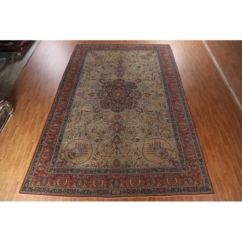 Tapis persan teint à la main Tabriz Haj Jalili pré-1900 pré-1900 noué à la main 13 x 20