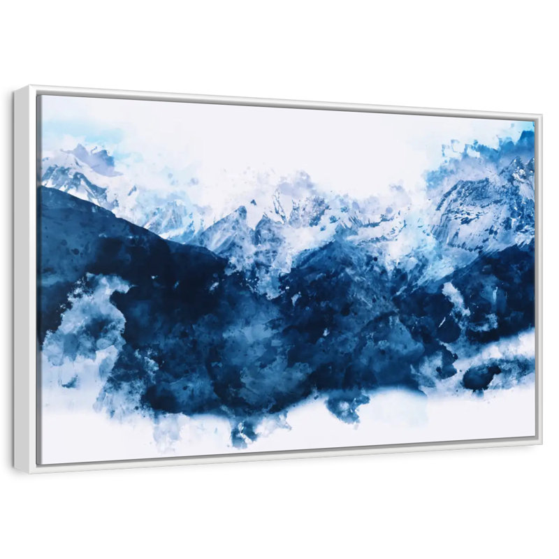 Montagnes enneigées, Cadre flottant blanc, 31 po x 21 po