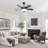 42 Inch Black Ceiling Fan With 22W LED Light And Remote Control MDF Blades Reversible DC Motor-213496385