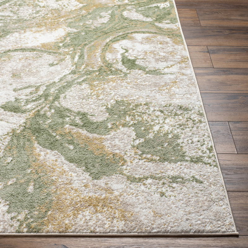Darsie Abstract Area Rug, Tan/Green, Rectangle 160 x 213 cm