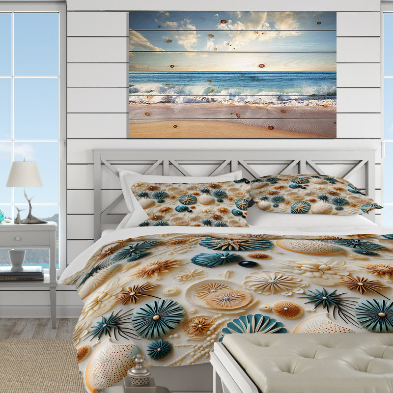 Literie Coastal Neutrals Boho Collage I, Housse de couette simple + 1 taie décorative stan