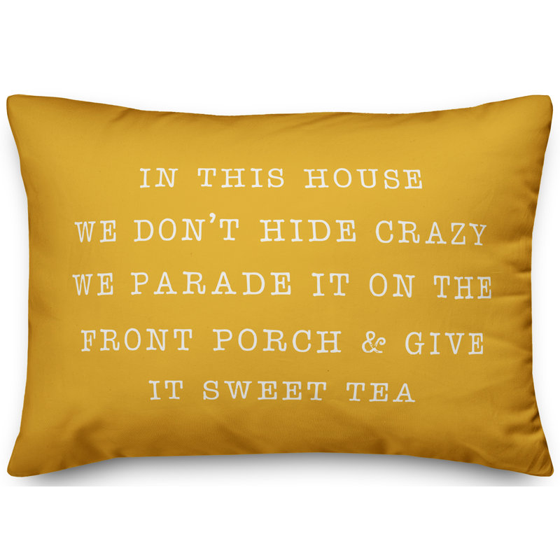 Textual Outdoor Throw Pillow, Yellow