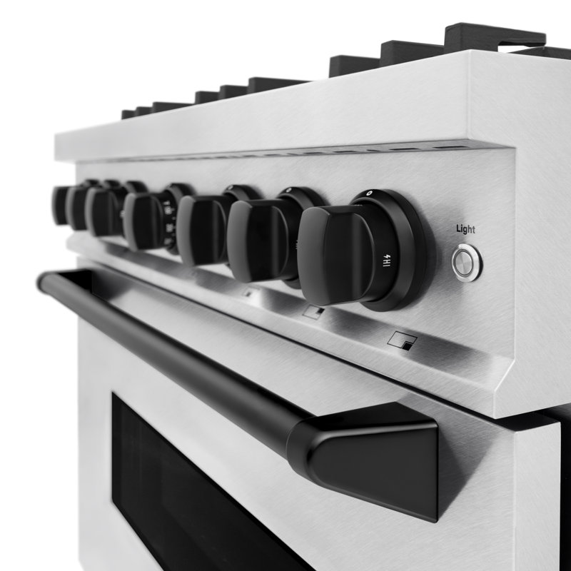 ZLINE 36" Classic Dual Fuel DuraSnow Range w/ 6 Brass Burners & Convection Oven, Matte Black