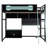 Full Size Wooden Frame Material Loft Bed Frame With Desk, Shelves, With Led Lighting Function Lights, With Usb Charging Function Ports And Pegboard, In Black Finish+Blue-1071171373