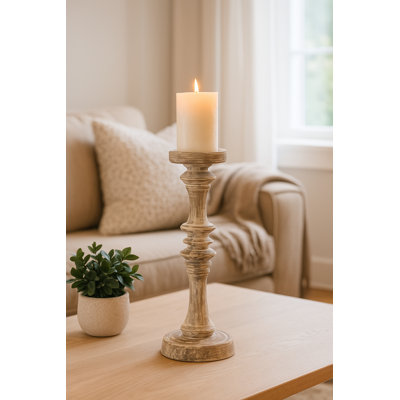 Baluster Pillar Candle Stand -Medium -White