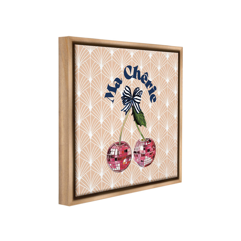 «Botanical Patterned Cherries Floater Frame» par Amelia Noyes sur, H 25 po x l 25 po, Cadre flottant orme Montalcino