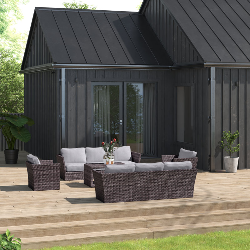 Ensemble de conversation modulaire avec coussins 9 pièces Anner