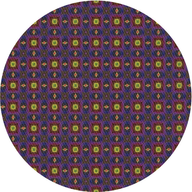Tapis décoratif mauve géométrique, Rond 8 pi