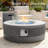 38-inch Round Concrete Propane Fire Pit Table with Tank Cover and Wind Guard,Concrete & Wood Textured Design-542697715