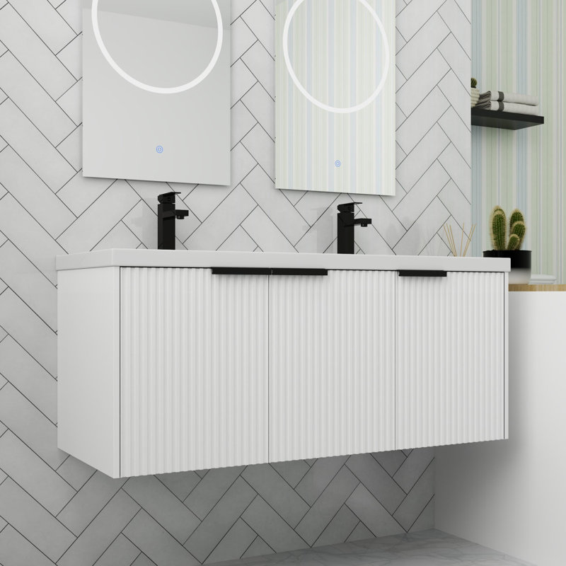 Meuble-lavabo 48 po avec lavabo en résine, Blanc