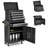 Five-drawer rolling tool storage cabinet with removable top toolbox, adjustable shelf