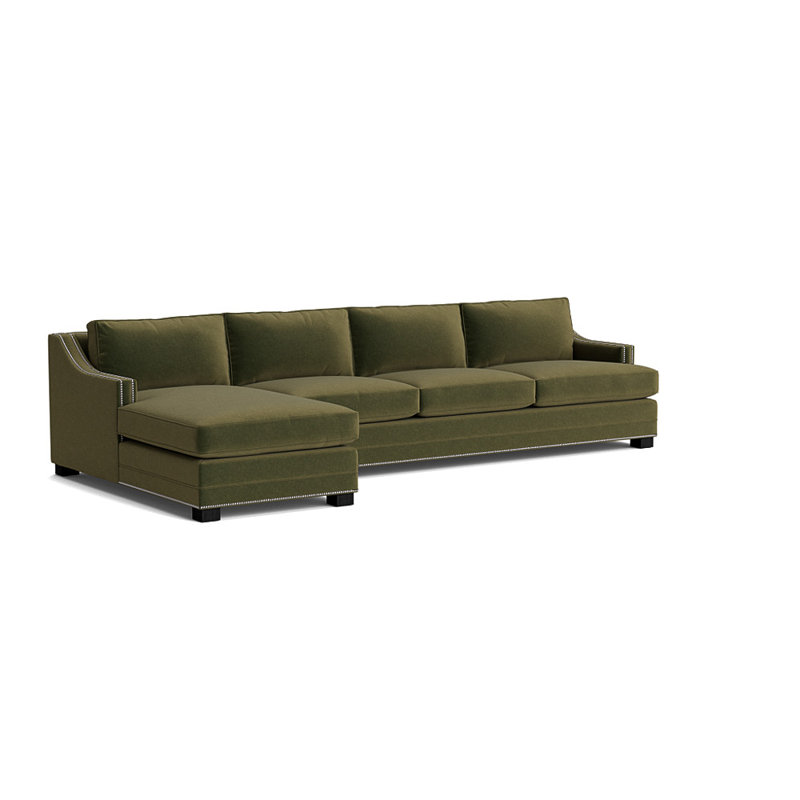 Upholstered Sectional, Brushed Nickel, Performance Velvet - Balsam, Black