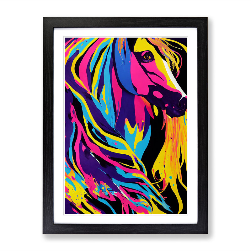 Horse Splash No.5 Abstract - Single Picture Frame Print, 64cm H x 46cm W x 2cm D, Black Framed