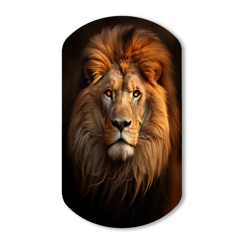 Décoration murale lion en forme de cylindre majestueux lion royal, H 43 po x l 23 po