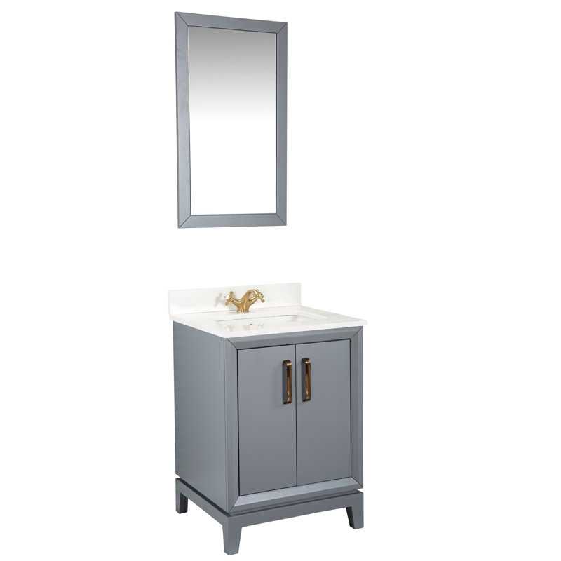 Ensemble de meuble-lavabo simple 23,6 "avec miroir Aeona, Gris foncé
