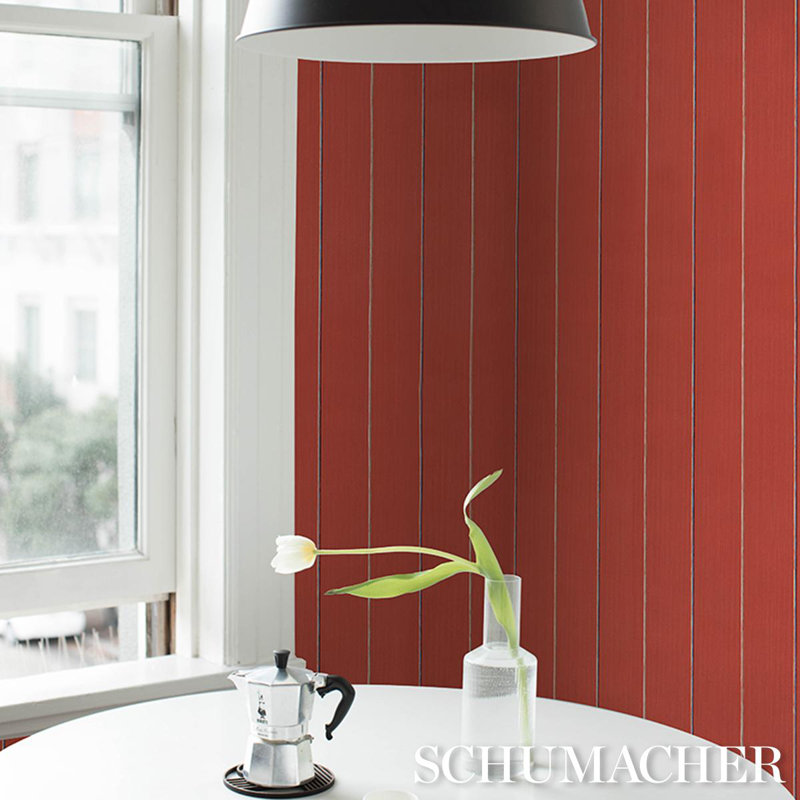 Schumacher X Backdrop Draper Stripe Wallpaper, Red