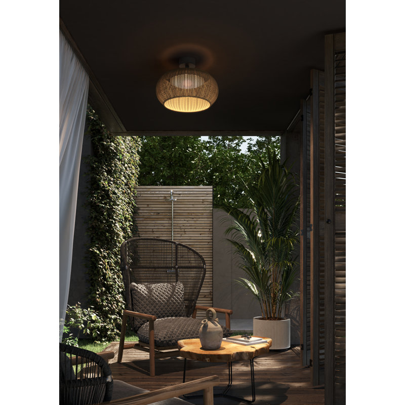 Perris Synthetic Polyethylene Fiber LED Semi Flush Mount, Brown