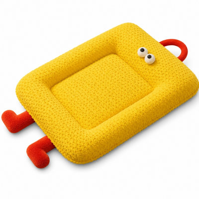 Cute Cartoon Dog Bed with Removable Washable Cover, Thick Plush Calming Pet Sleeping Mat, Cozy Non-Slip Pet Nest for Small Medium Dogs and Indoor Cats, All Season Use