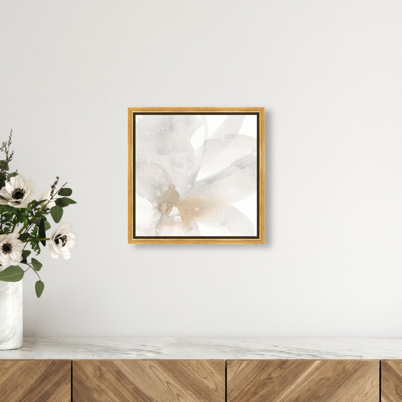 Neutral Flow I Canvas Abstract Print by Oliver Gal, Black Frame, 12 x 12, 13"H x 13"W, Gold Frame