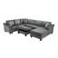 Canapé modulaire Canapé rembourré en chenille de 111,8 po en U avec repose-pieds de rangement mobile pour le salon-5802089