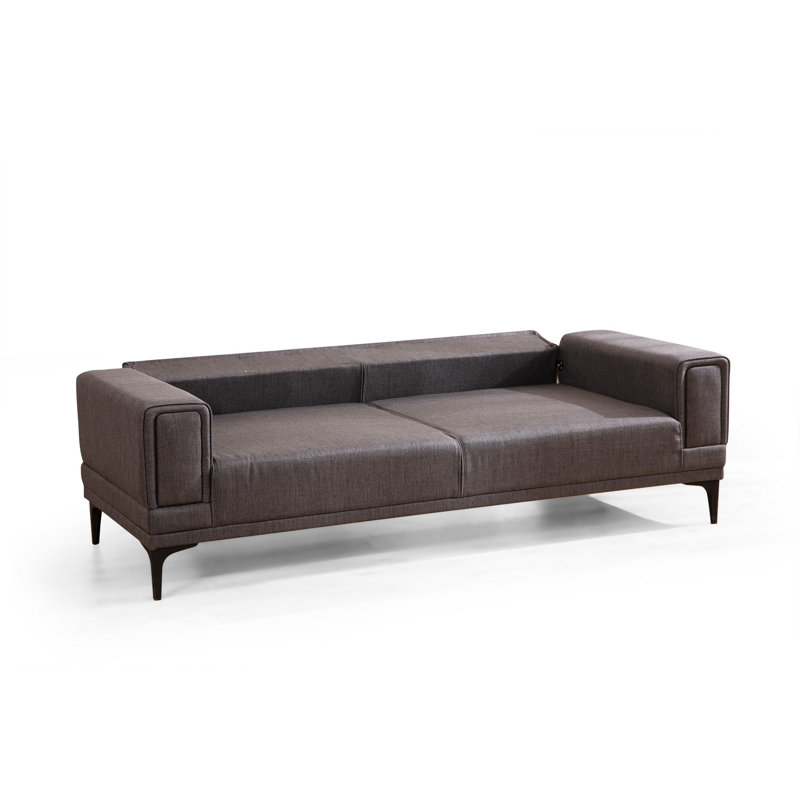 Canapé-lit polyvalent à 3 places, gris foncé, 90,6 po x 37,4 po x 30,3 po | Structure en bois de hêtre durable et en carton, tissu 100% polyester | Mécanisme de dossier pivotant, facile à nettoyer | Parfait pour les petits espaces et les chambres d'amis