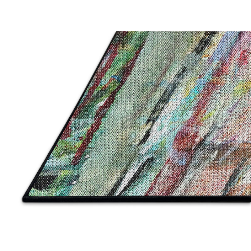 Vert Tapis décoratif, Rectangle 6 pi x 9 pi