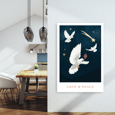 Love Aamp; Peace Abstract Contemporary Bird Architecture Landscape Wall Art Print by Goed Blauw - Print