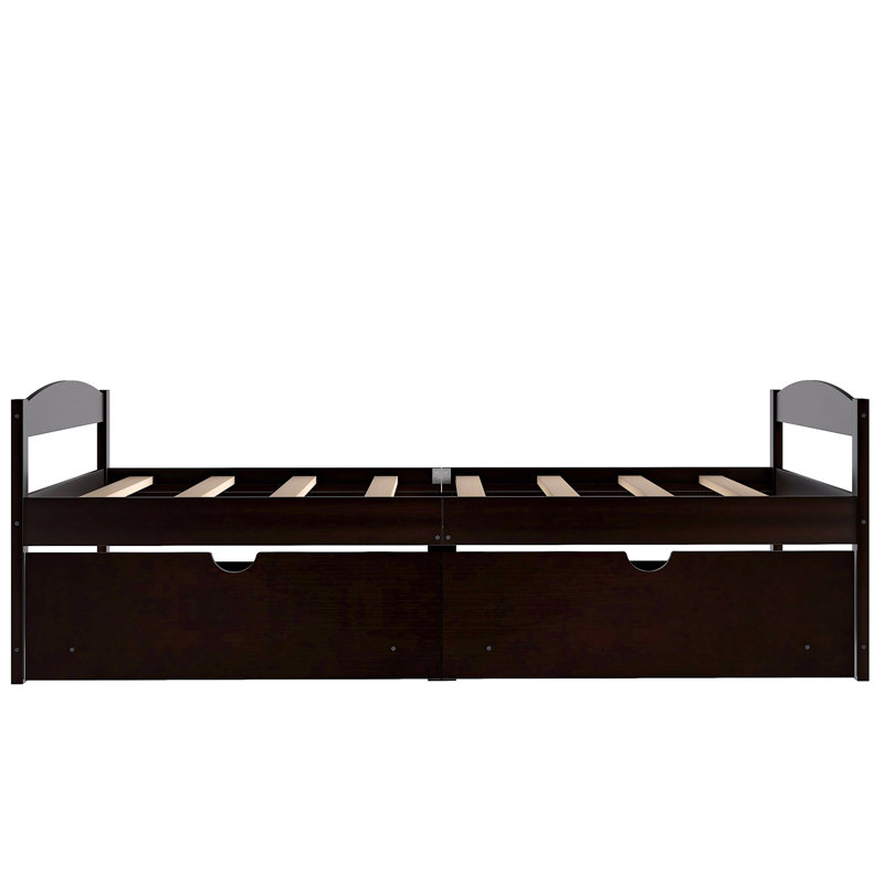 Lit plateforme simple avec deux tiroirs, Espresso
