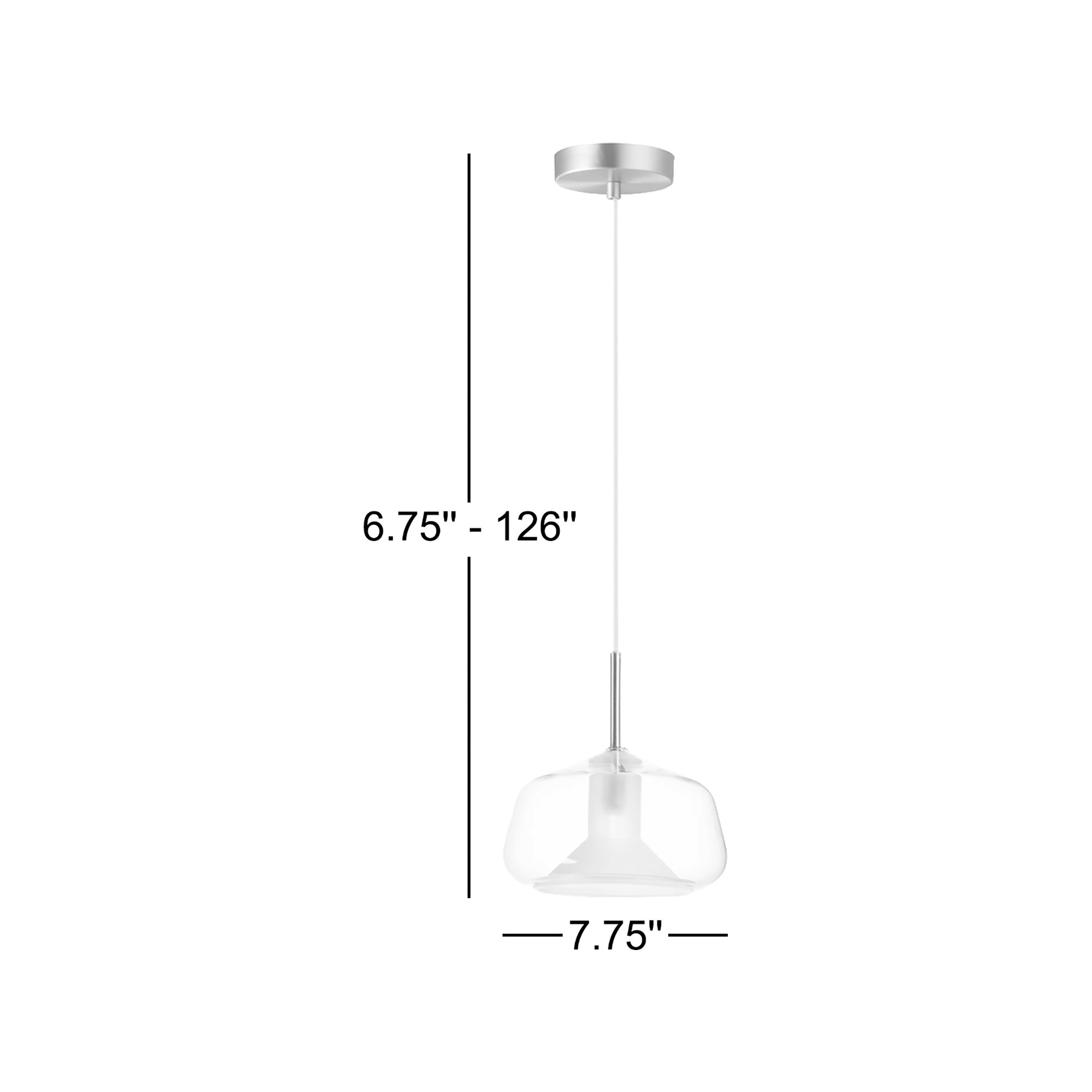 Ryia Single Light Glass Dimmable Pendant, Satin Brass, Clear