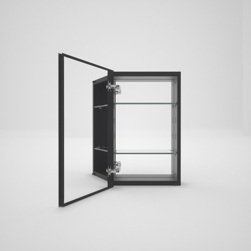 Flicker 15 in. W x 24 in. H Medicine Cabinet Mirror in Matte Black, 24" H x 15" W x 4" D, Matte Black