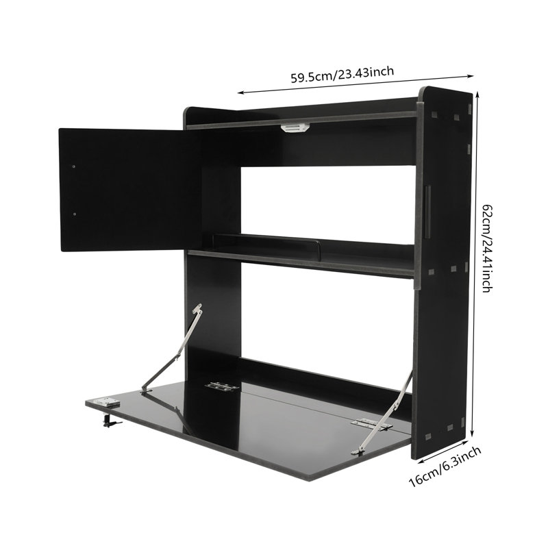 Wall-Mounted Folding Table Cabinet, Black