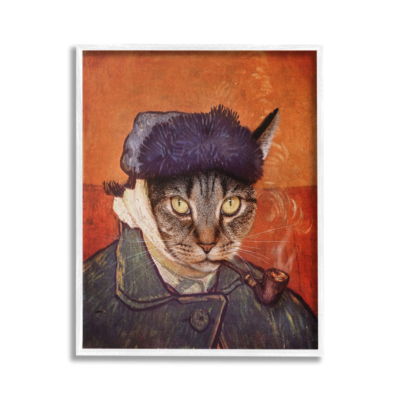 Autoportrait de chat classique, estampe numérique par Karen Burke, Giclée encadrée blanc bord de mer, H 30 po x l 24 po