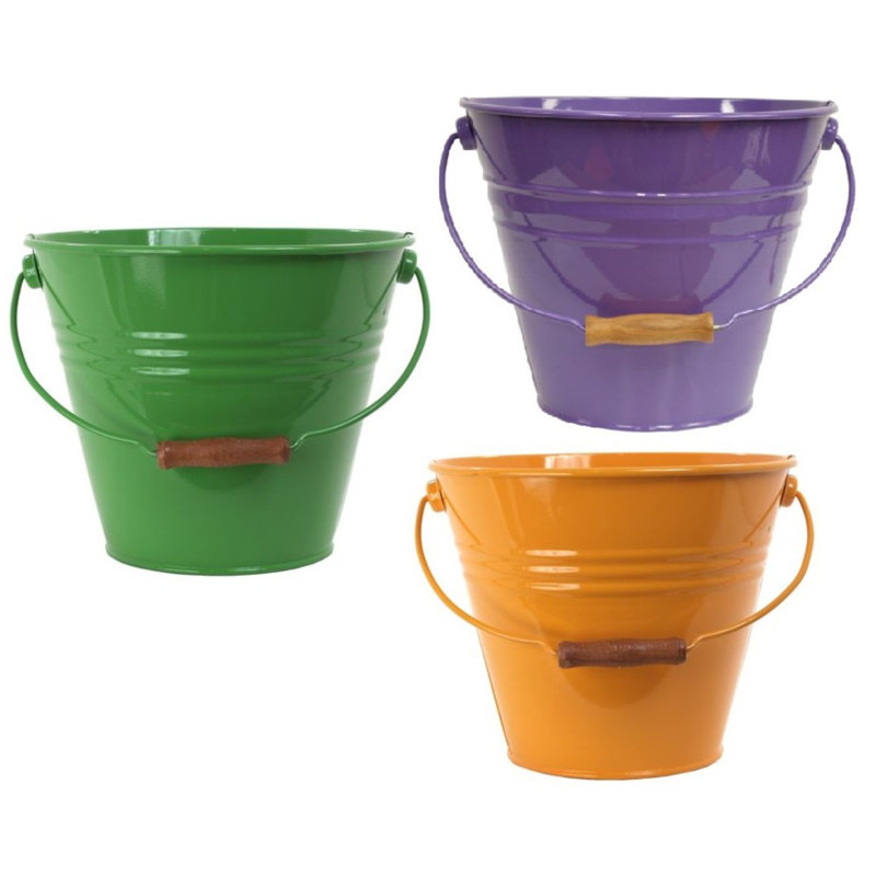 Handmade Metal Pot Planter, Green/Saffron/Purple, 3