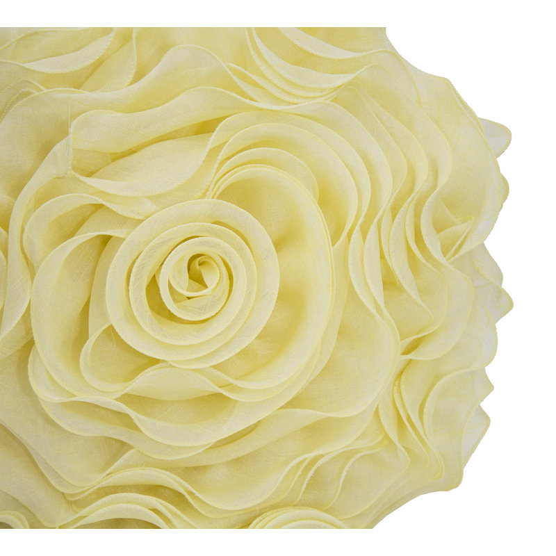 Floral Throw Pillow, No Fill, Yellow