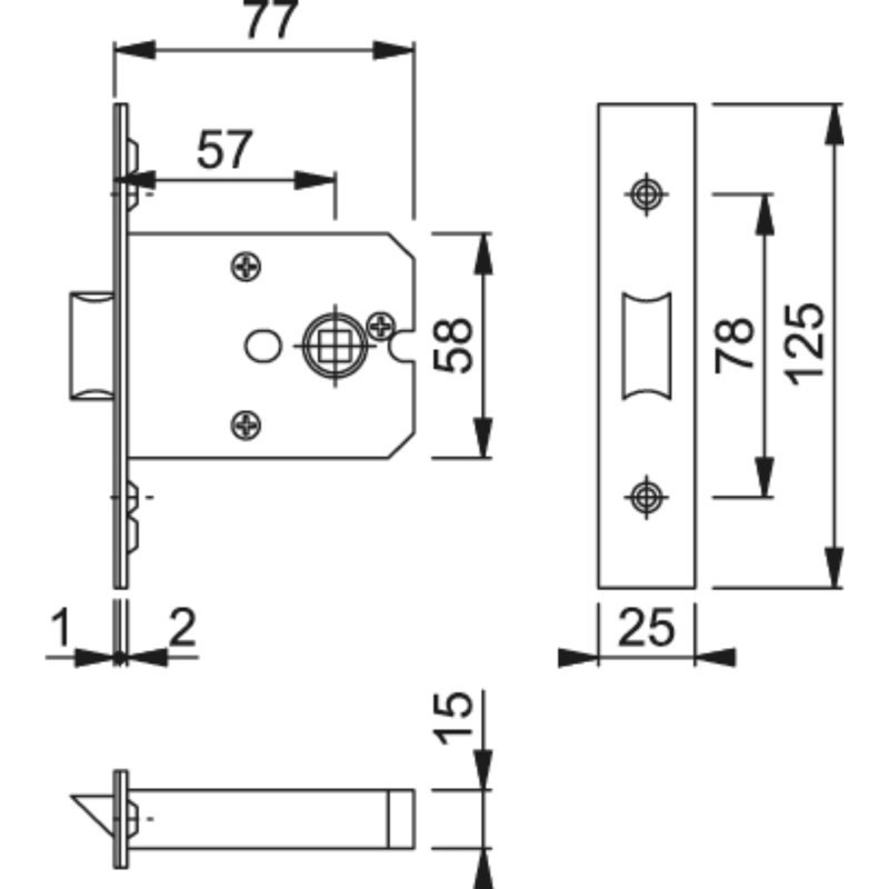 Stainless Steel Latch, 5.8cm H x 1.5cm W x 7.7cm D